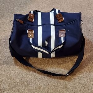Polo by Ralph Lauren Navy Blue & White Duffle Bag